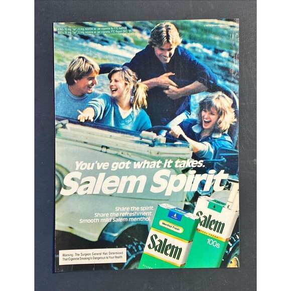 Salem Cigarettes "You have what it takes: Salem Spirit" Vintage Print Ad 1982 - Picture 3 of 3